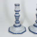 Pair of earthenware candlesticks from Saint-Amand-les-Eaux - Eighteenth century