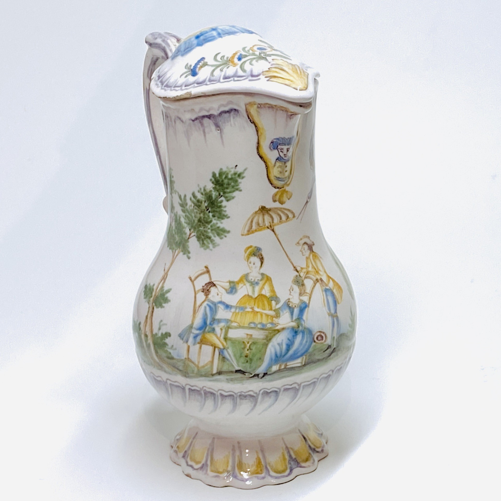 Varages - Rare pichet décoré d'une scène représentant "Le contrat mariage" - XVIIIe siècle