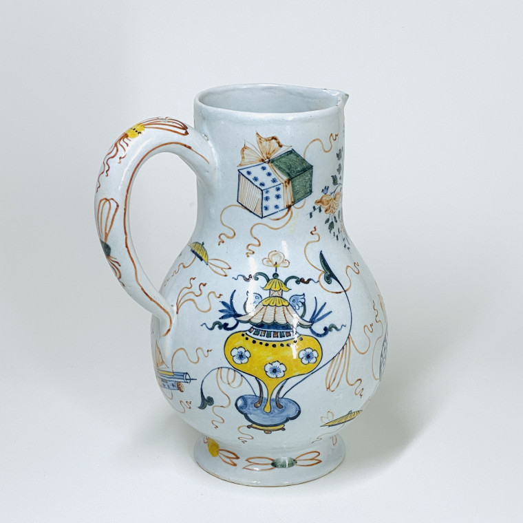 Rouen - Pitcher with so-called “sample” decoration - Eighteenth century