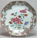 Chine - Coupe octogonale famille rose - époque Qianlong
