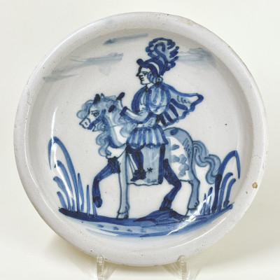 Northern French faience dish with a rider - Eighteenth century