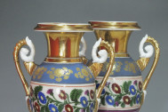 Paris - A pair of cashmere decor vases - Restoration period - 1820