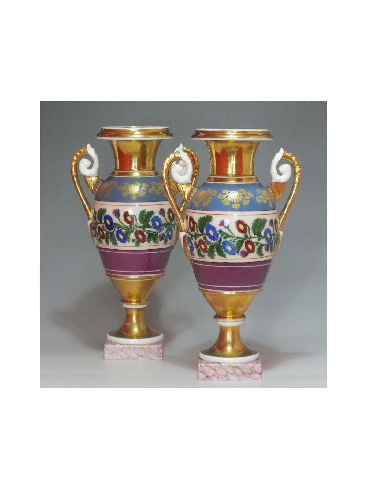 Paris - Paire de vases à décor cachemire - époque Restauration - 1820