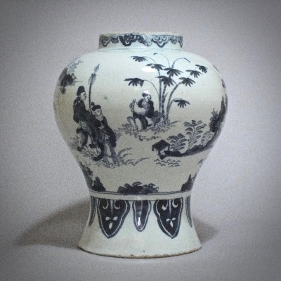 Delft - Potiche aux chinois - Fin du XVIIe Siècle