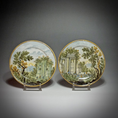 Castelli - Paire de petites assiettes - XVIIIe Siècle