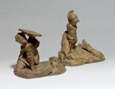 Paire de statuettes en terre cuite «Les enfants d'histoire naturelle» d'après Boizot.