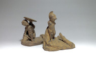 Pair of terracotta statuettes "Children Natural History» by Boizot.
