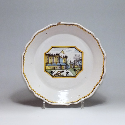 Nevers - Assiette en faïence révolutionnaire " à la Bastille" - XVIIIe Siècle