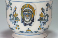 Moustiers - Rare glass refresher with decor Bérain polychrome - eighteenth century