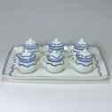 Arras - Porcelaine tendre - Plateau et cinq pots à crème - XVIIIe siècle