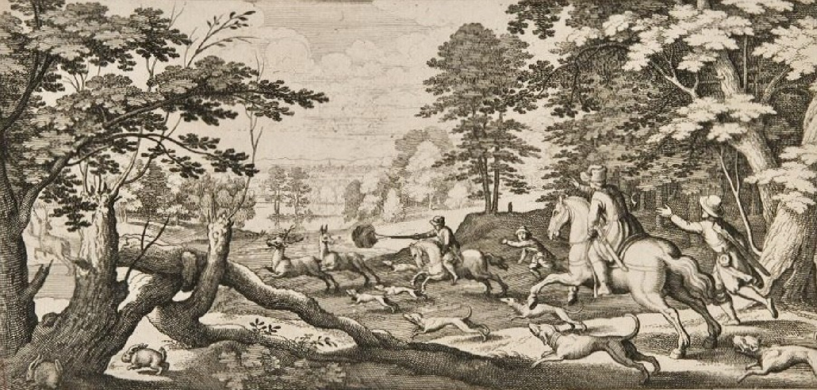 MEISSEN - Rare cup and saucer with hausmaler decor in grisaille of a hunting scene - 18th century - circa 1730