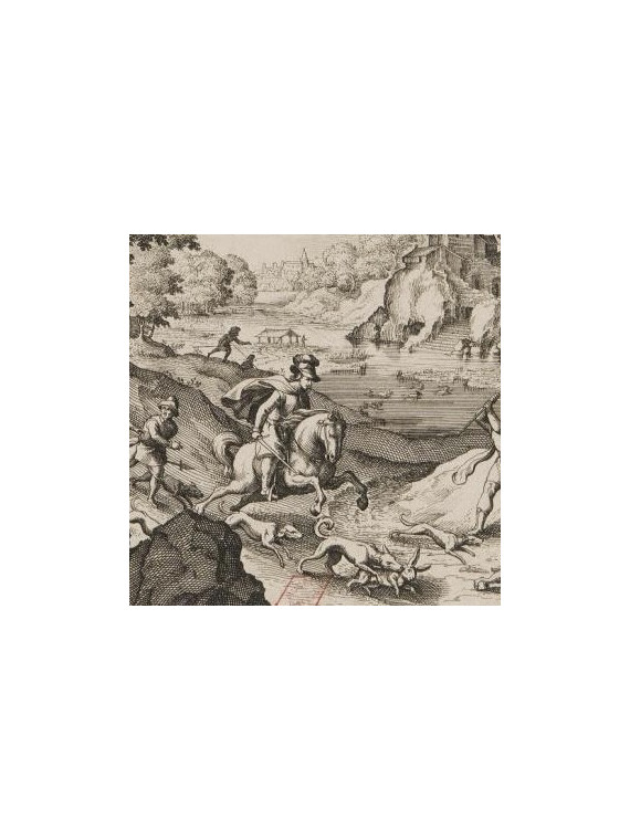 MEISSEN - Rare cup and saucer with hausmaler decor in grisaille of a hunting scene - 18th century - circa 1730