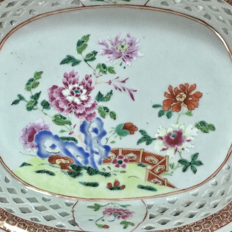 Compagnie des Indes - Corbeille ajourée famille rose - XVIIIe siècle