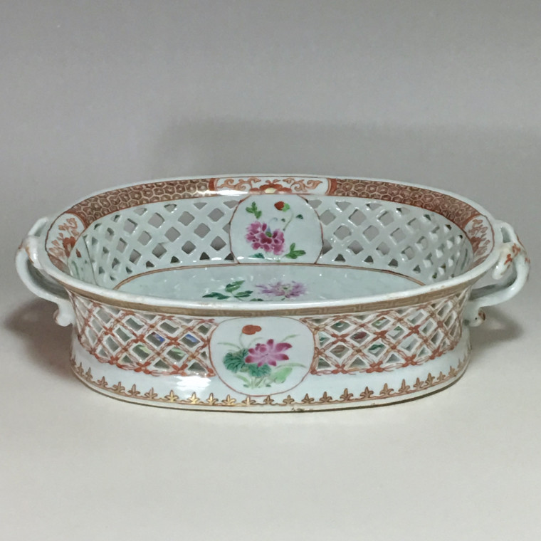 Compagnie des Indes - Corbeille ajourée famille rose - XVIIIe siècle