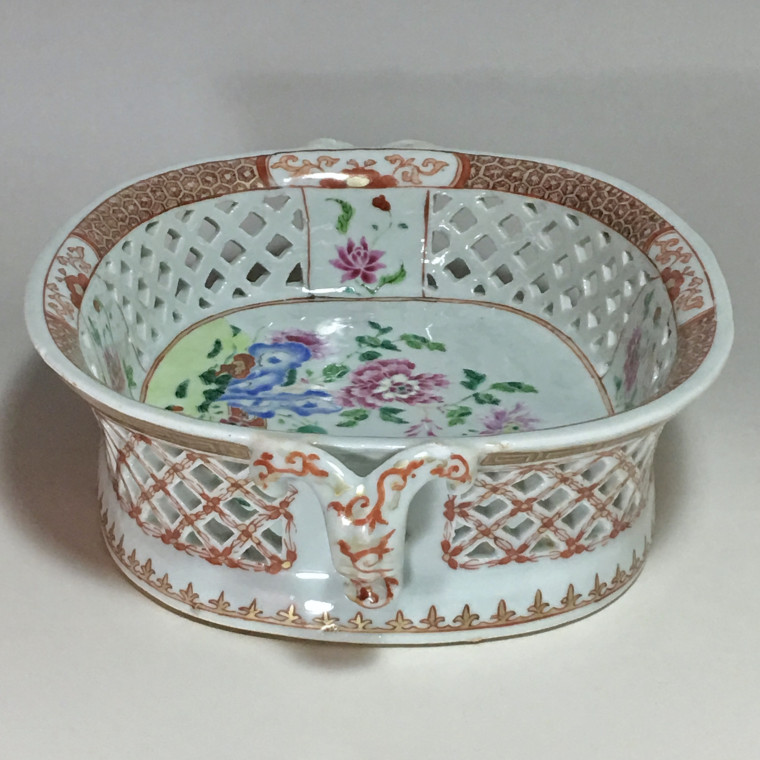 Compagnie des Indes - Corbeille ajourée famille rose - XVIIIe siècle