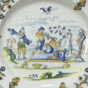 Marseille (attribuée à la fabrique de Leroy) – Rare assiette aux chinois – XVIIIe siècle