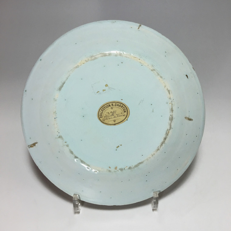 ROUEN - Plate with flower basket - eighteenth century