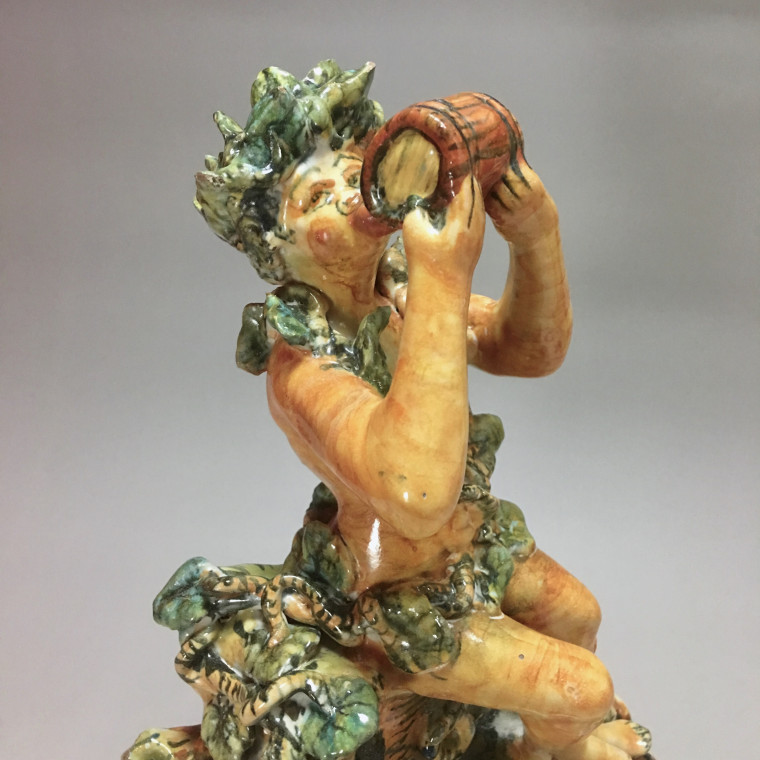 Fontaine figurant Bacchus en majolique d’Urbino, Atelier de Patanazzi vers 1580.