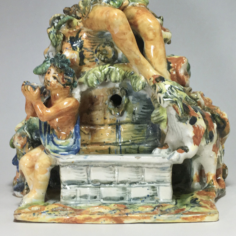 Fontaine figurant Bacchus en majolique d’Urbino, Atelier de Patanazzi vers 1580.