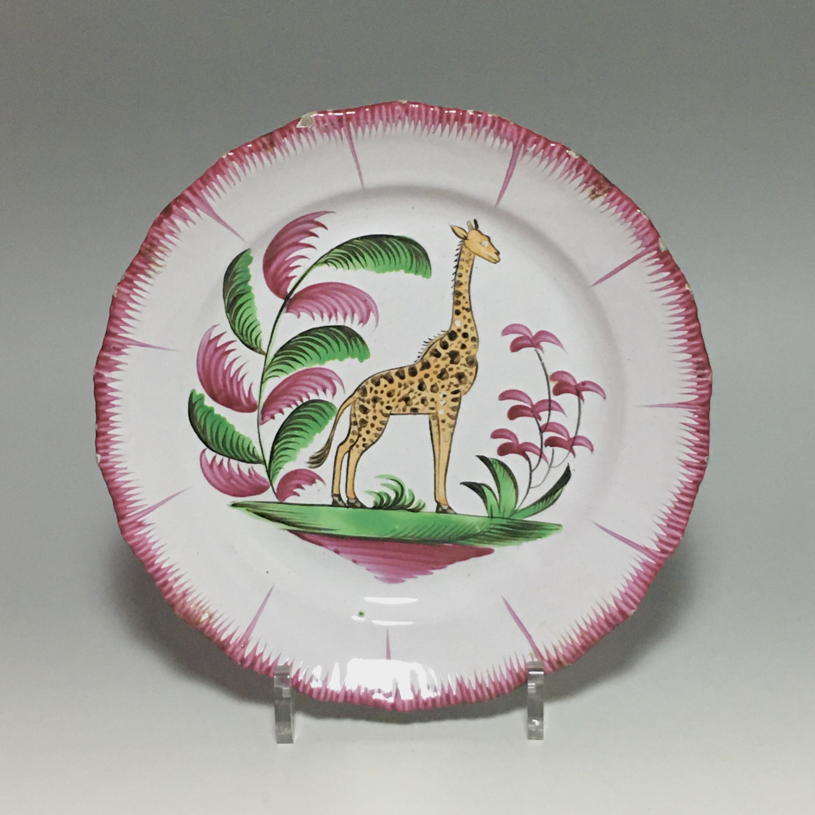 Les islettes - Rare assiette à la girafe - Début du XIXe siècle