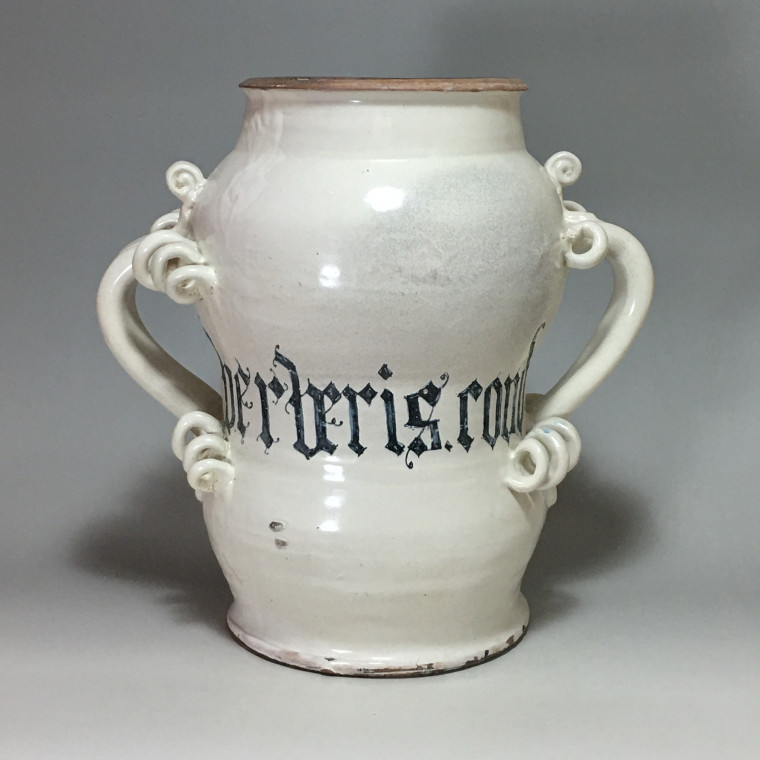 Rare large albarello in majolica from Lyon - End of the sixteenth - beginning of the seventeenth century