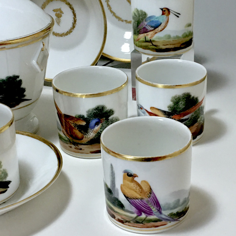 Paris - Service à thé et café à décor doiseaux - Époque empire