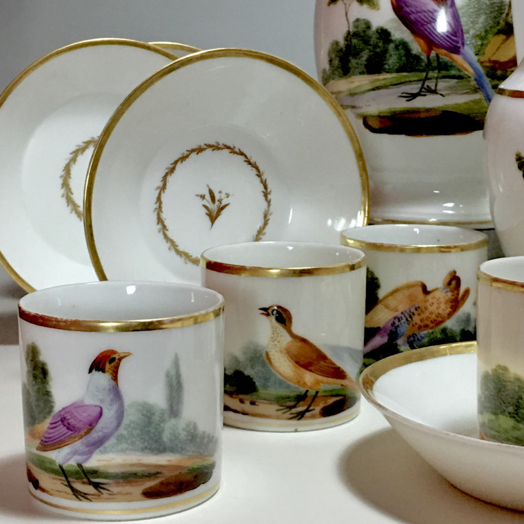 Paris - Tea and Coffee Service with Bird Decor - Empire Period