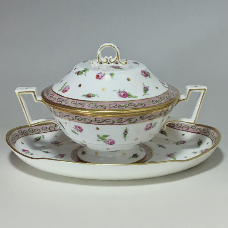 Bouillon couvert et son présentoir en porcelaine de Paris - Époque directoire