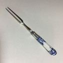 Rare little silver fork, soft porcelain handle of Saint Cloud - Eighteenth century