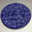 Exceptional Nevers earthenware dish with Chinese decoration on a Persian blue background - circa 1660