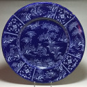 Exceptional Nevers earthenware dish with Chinese decoration on a Persian blue background - circa 1660