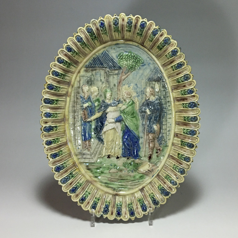 Plat de l'école de Paris décoré d'une scène religieuse - XIXe siècle