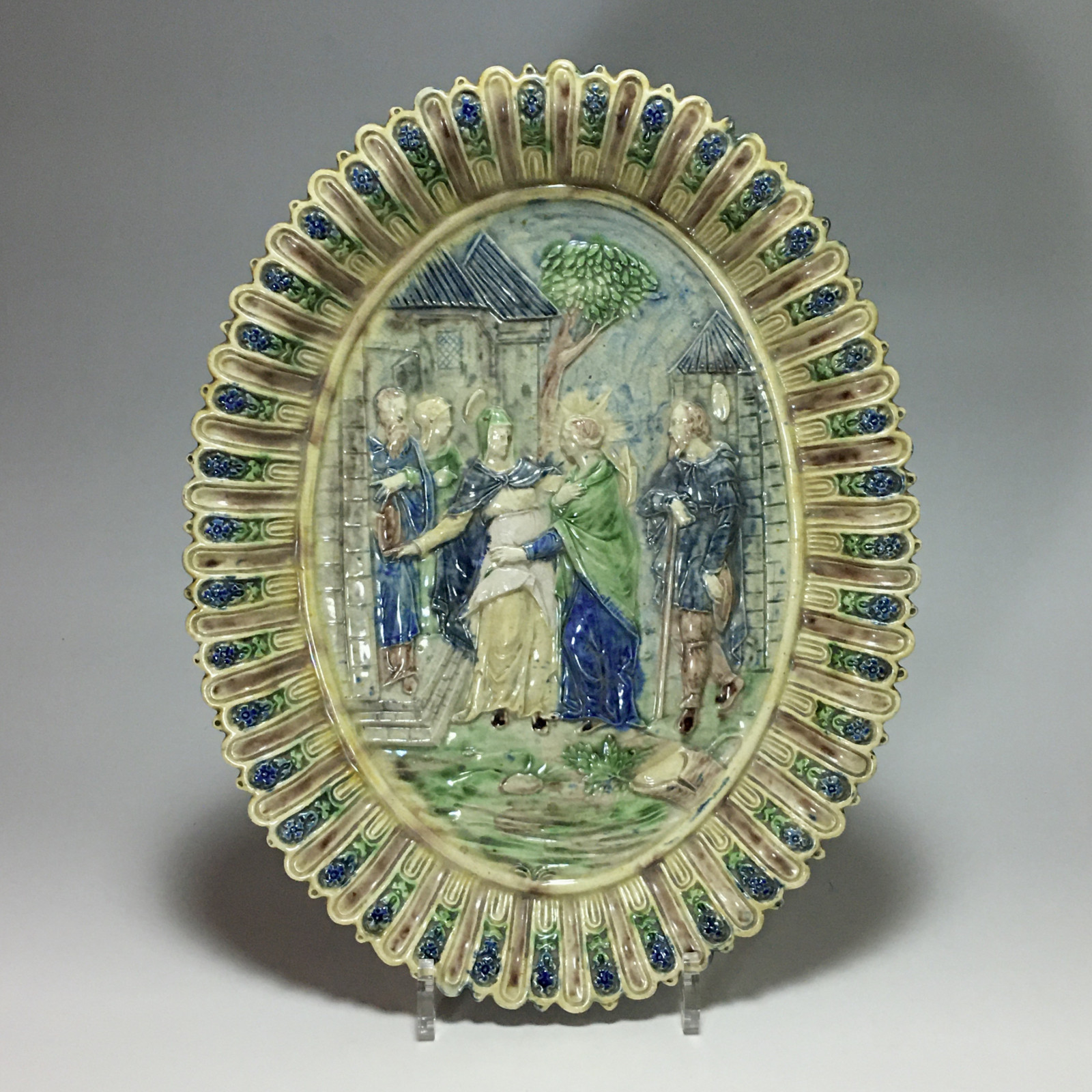 Plat de l'école de Paris décoré d'une scène religieuse - XIXe siècle