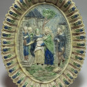 Plat de l'école de Paris décoré d'une scène religieuse - XIXe siècle