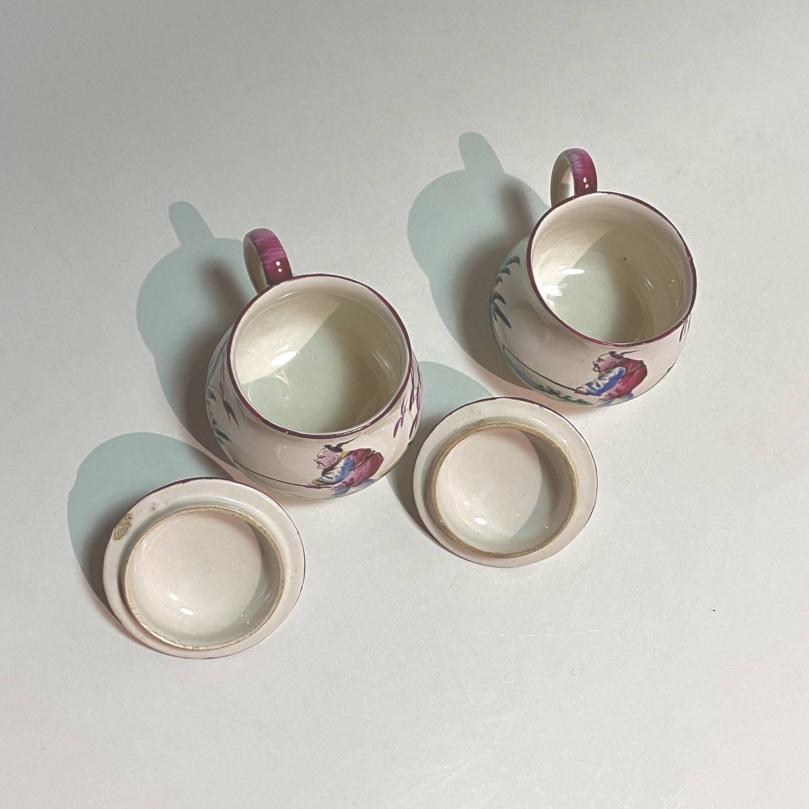 Lunéville - Pair of cream jars with Chinese decor - Eighteenth century
