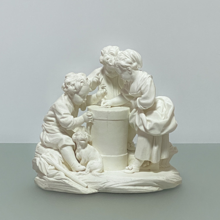 Sèvres - Pair of groups in biscuit "The tourniquet" and "The magic lantern" - Eighteenth century