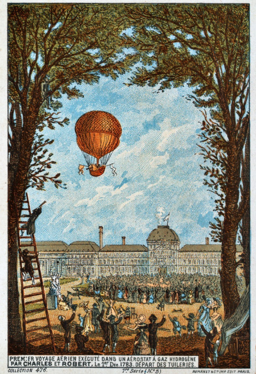 Circular ivory box decorated with a miniature depicting the flight of a hot air balloon - End of the eighteenth century