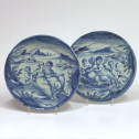 Savone – Paire de plats en camaïeu bleu – Vers 1700