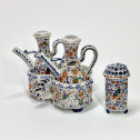 Delft - Rare porte-Huilier polychrome à trois compartiments - XVIIIe siècle