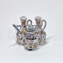 Delft - Rare porte-Huilier polychrome à trois compartiments - XVIIIe siècle
