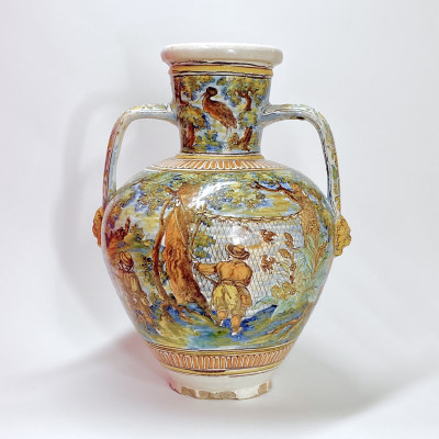 Talavera de la Reina (Toledo) - Large jar decorated with bird hunting scenes - 1680-1700