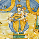 Deruta - Plat en majolique décoré de la vierge à l'enfant - XVIIe siècle
