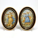 Castelli - Pair of oval plaques depicting the allegories of marriage and servitude - Eighteenth century