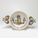 Roanne - Deux écuelles à décor patronymique - Datée 1792
