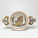Roanne - Deux écuelles à décor patronymique - Datée 1792
